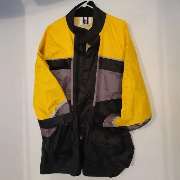 Tourmaster Motorcycle Rain Jacket Mens Yellow Black Lined Vented Sz XL 4 Pockets - Picture 13 of 13